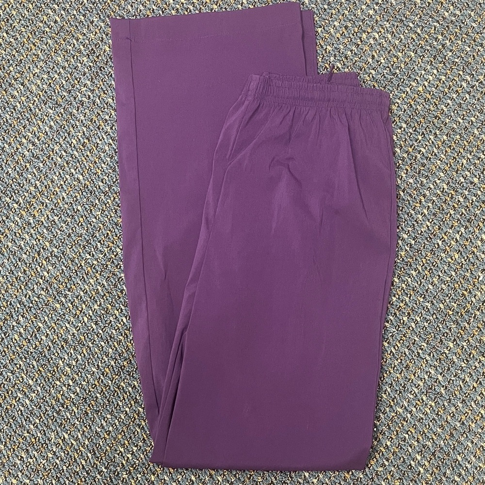 Noel Asmar Purple Spa Wellness Pants Wide Leg Drawstring Elastic Waist Small NWT